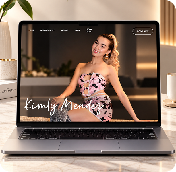 Kimly Mendez website renewed by RVE App Maker showcasing her musical journey