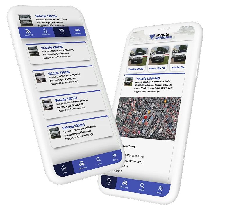 Whereabouts Vehicles App Mockup